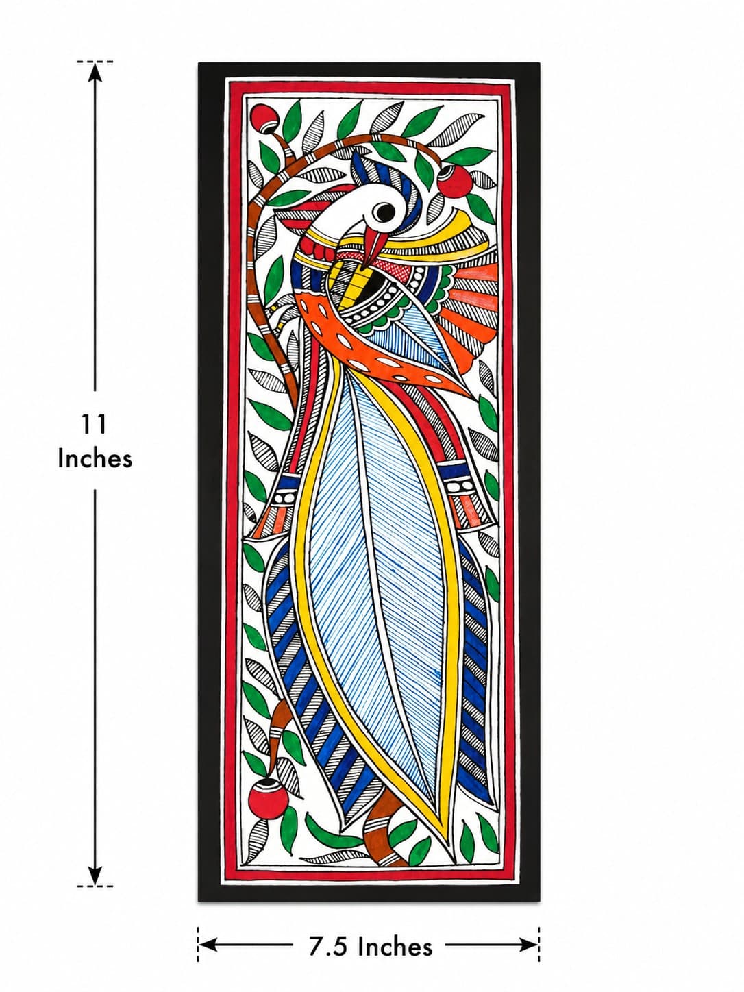 Folk Art Peacock - Madhubani Painting — alternate view