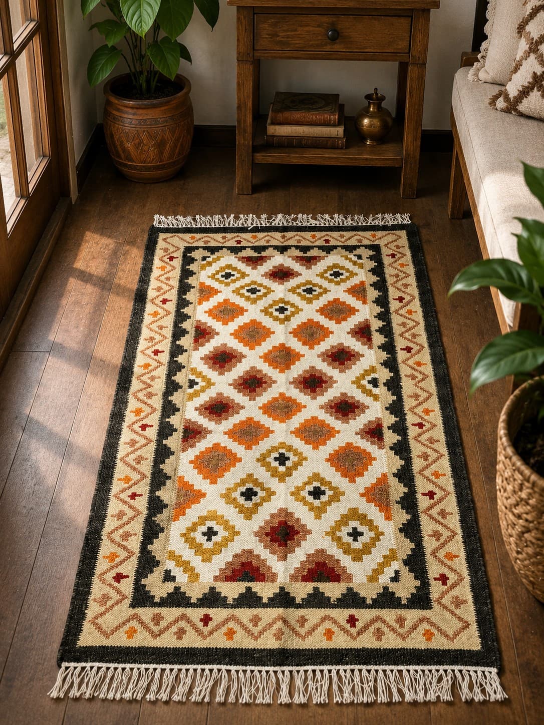 Traditional Multicolour Geometric Panja Carpet - Punja Carpet