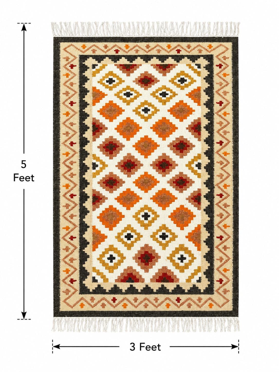 Traditional Multicolour Geometric Panja Carpet - Punja Carpet — alternate view