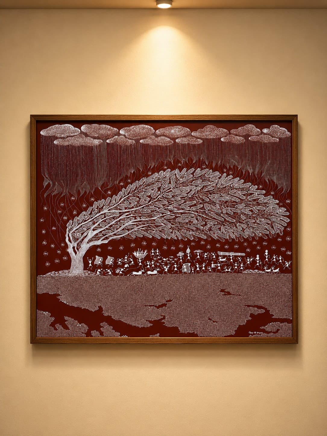 Rooted Through the Storm - Warli Painting