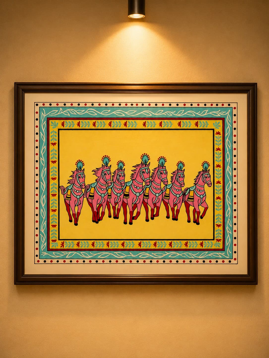 Rhythm of Seven Horses - Bajjika Painting