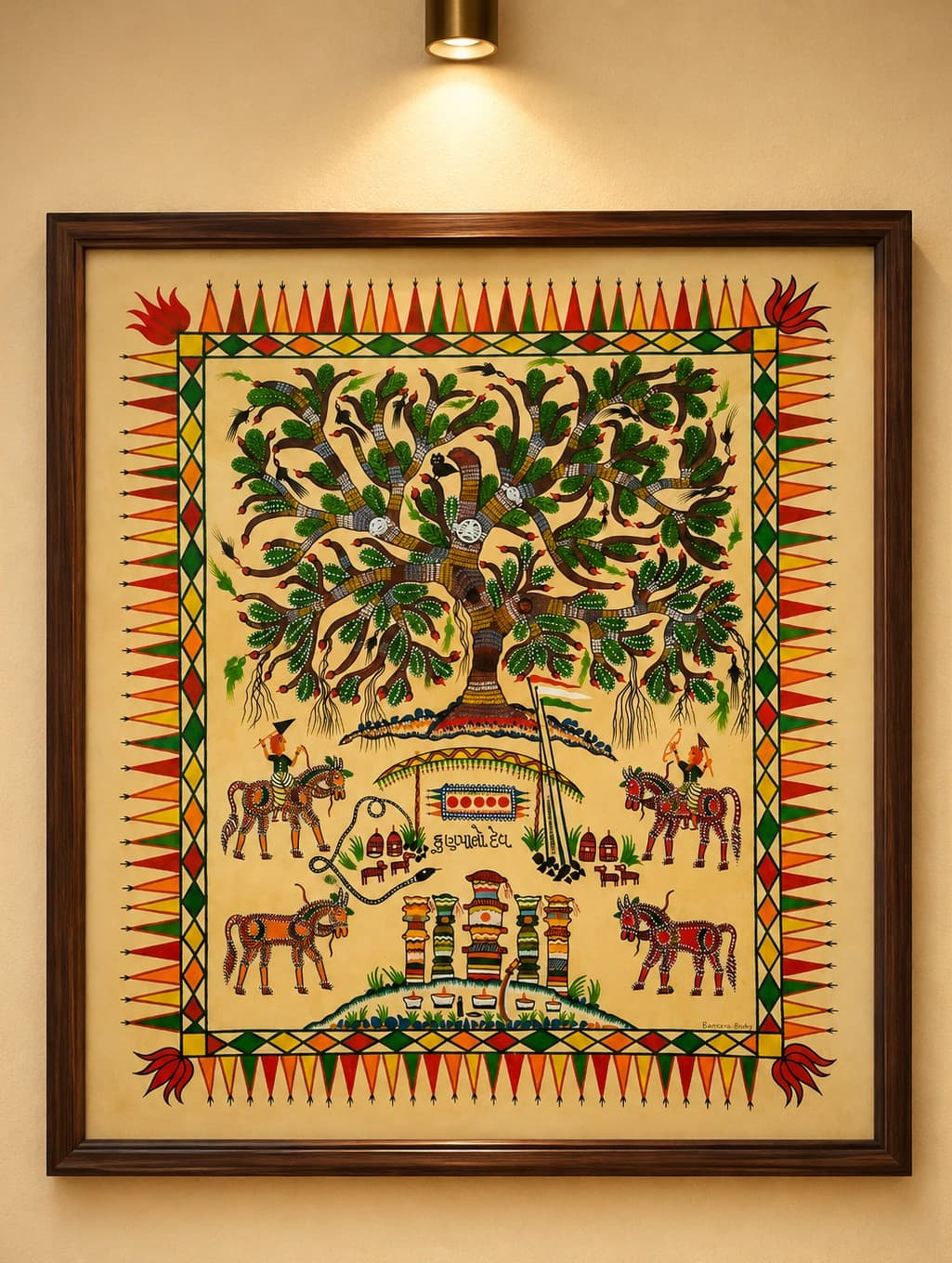 Tree of Life & Sacred Horses - Pithora Painting