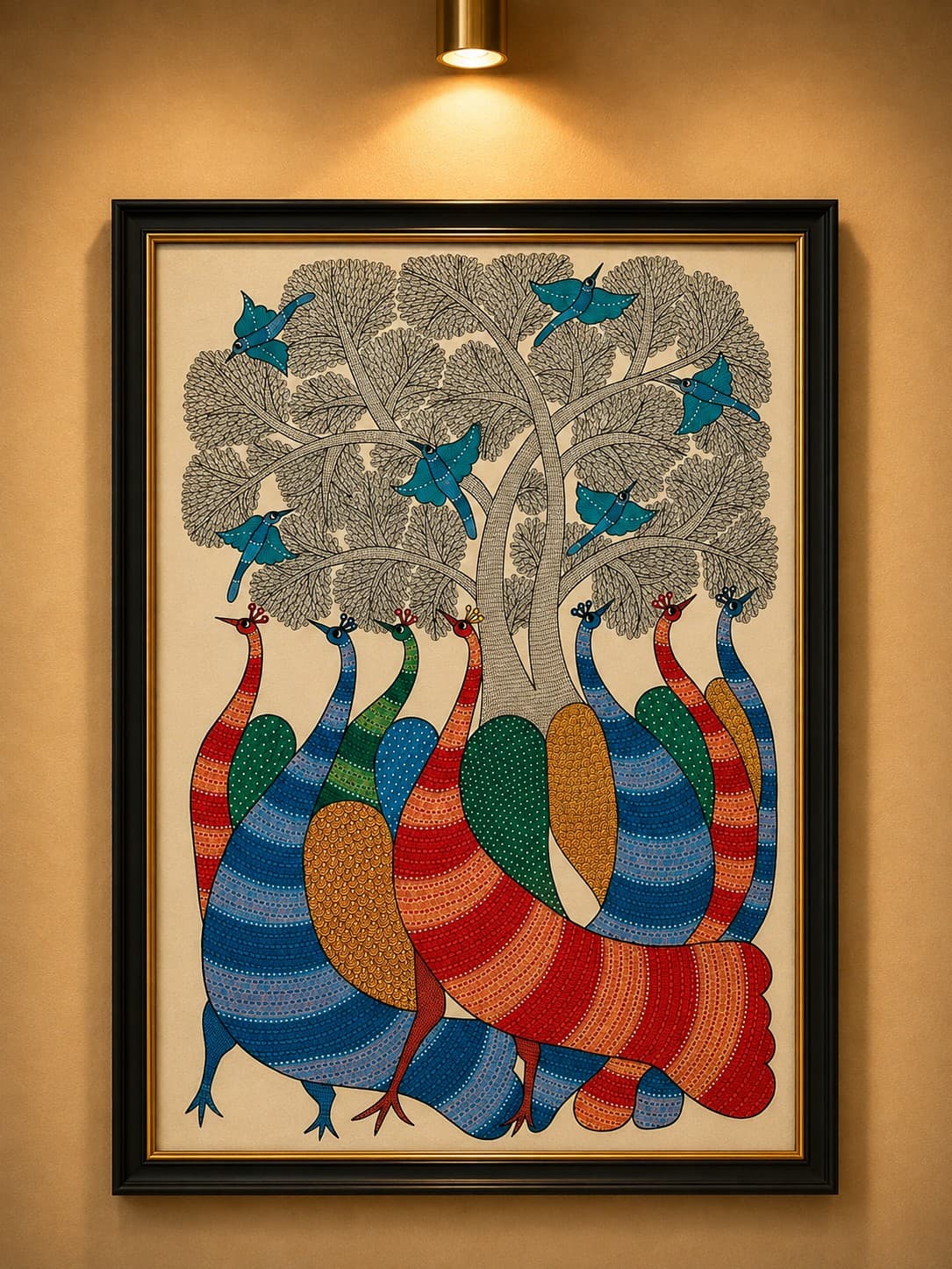 Peacock Garden - Gond Painting