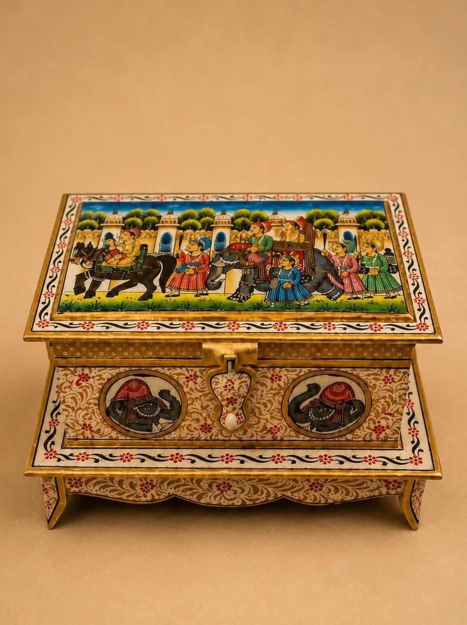 Decorative Jewellery Box I - Lucknow Bone Naqqashi