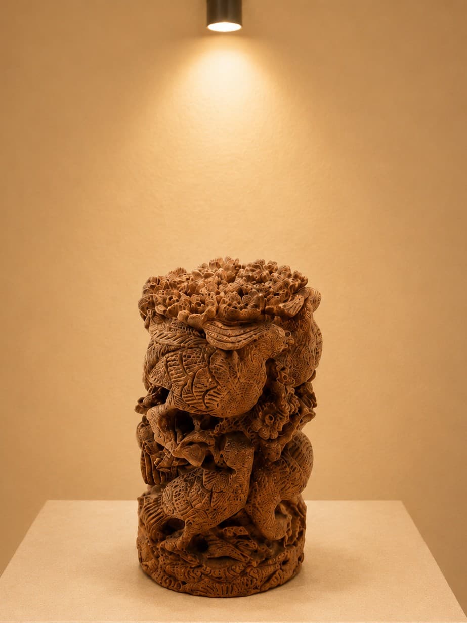 Birds Shikar Table Decor - Wood Carving