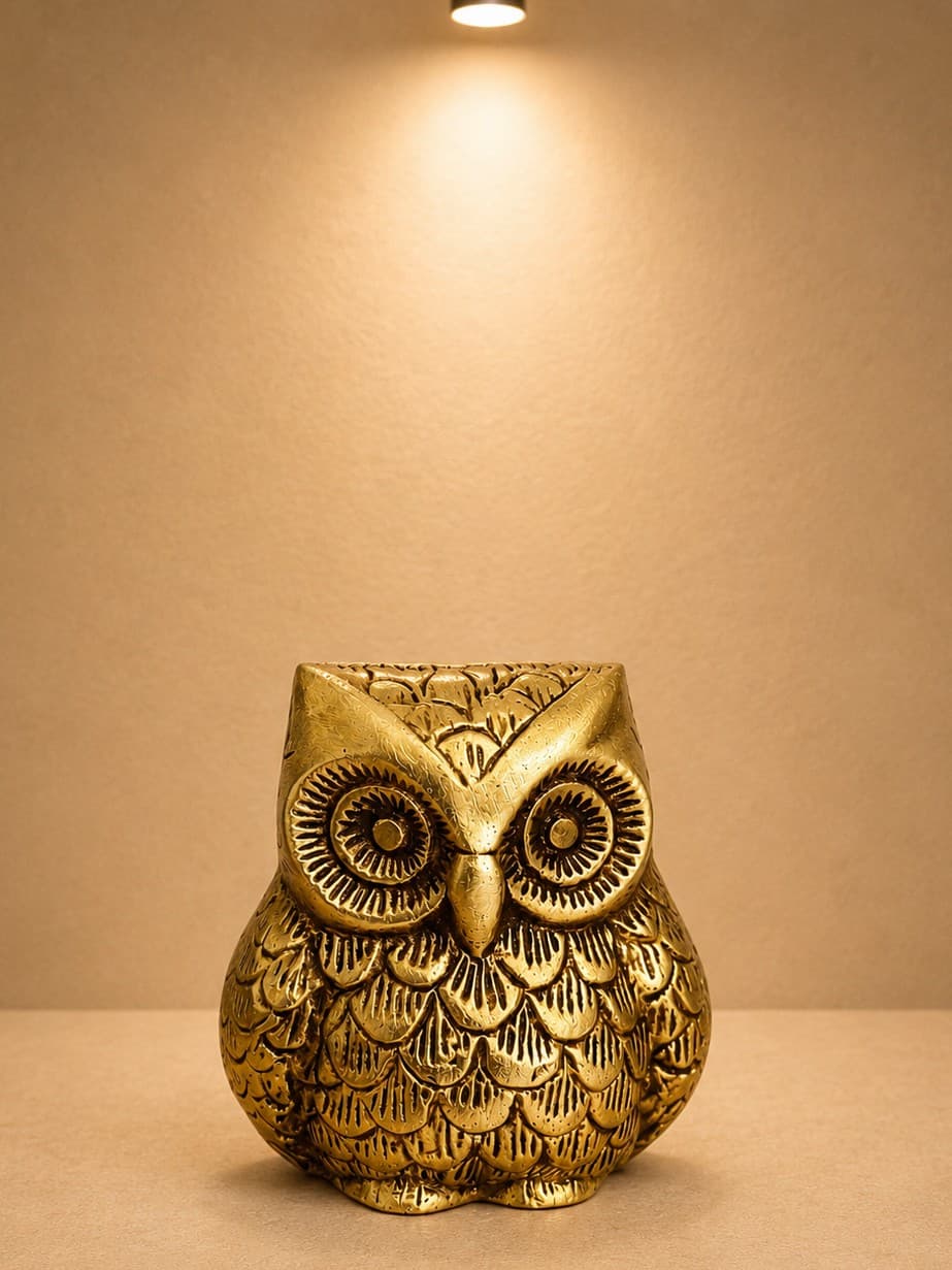 Brass Owl Figurine - Brass & Copper