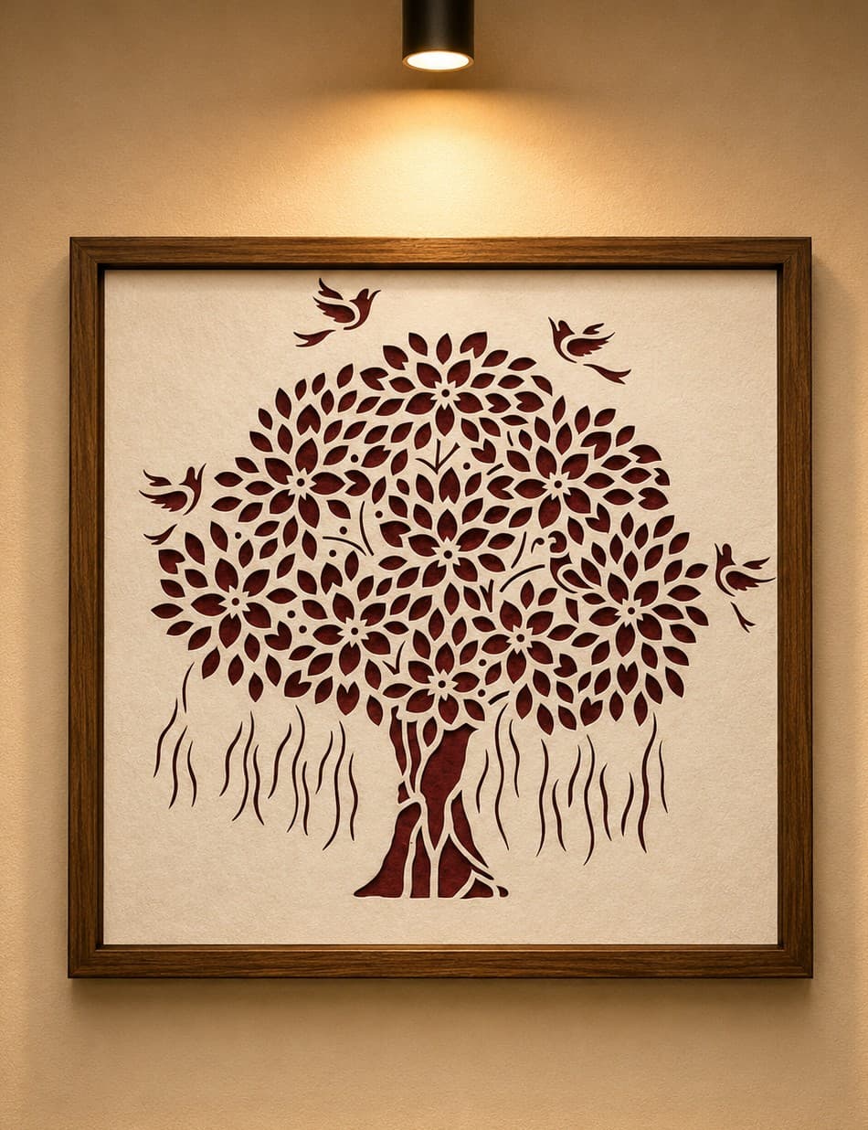 Tree of Life Cut Artwork - Sanjhi Art