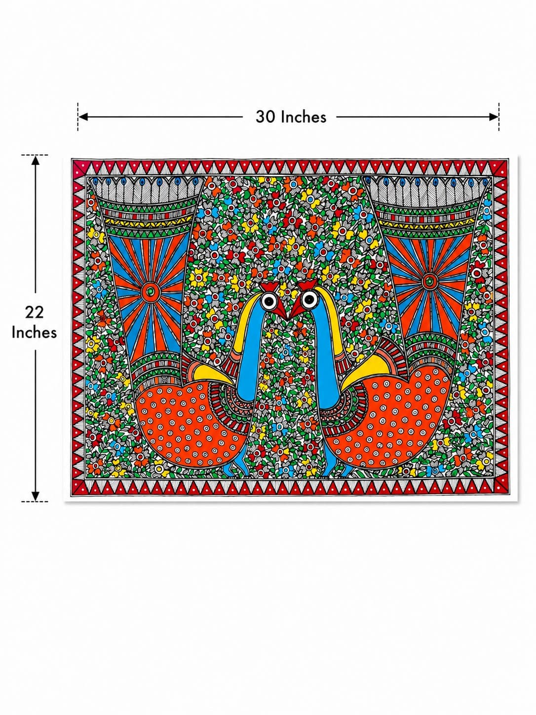 Twin Birds in Bloom - Madhubani Painting — alternate view