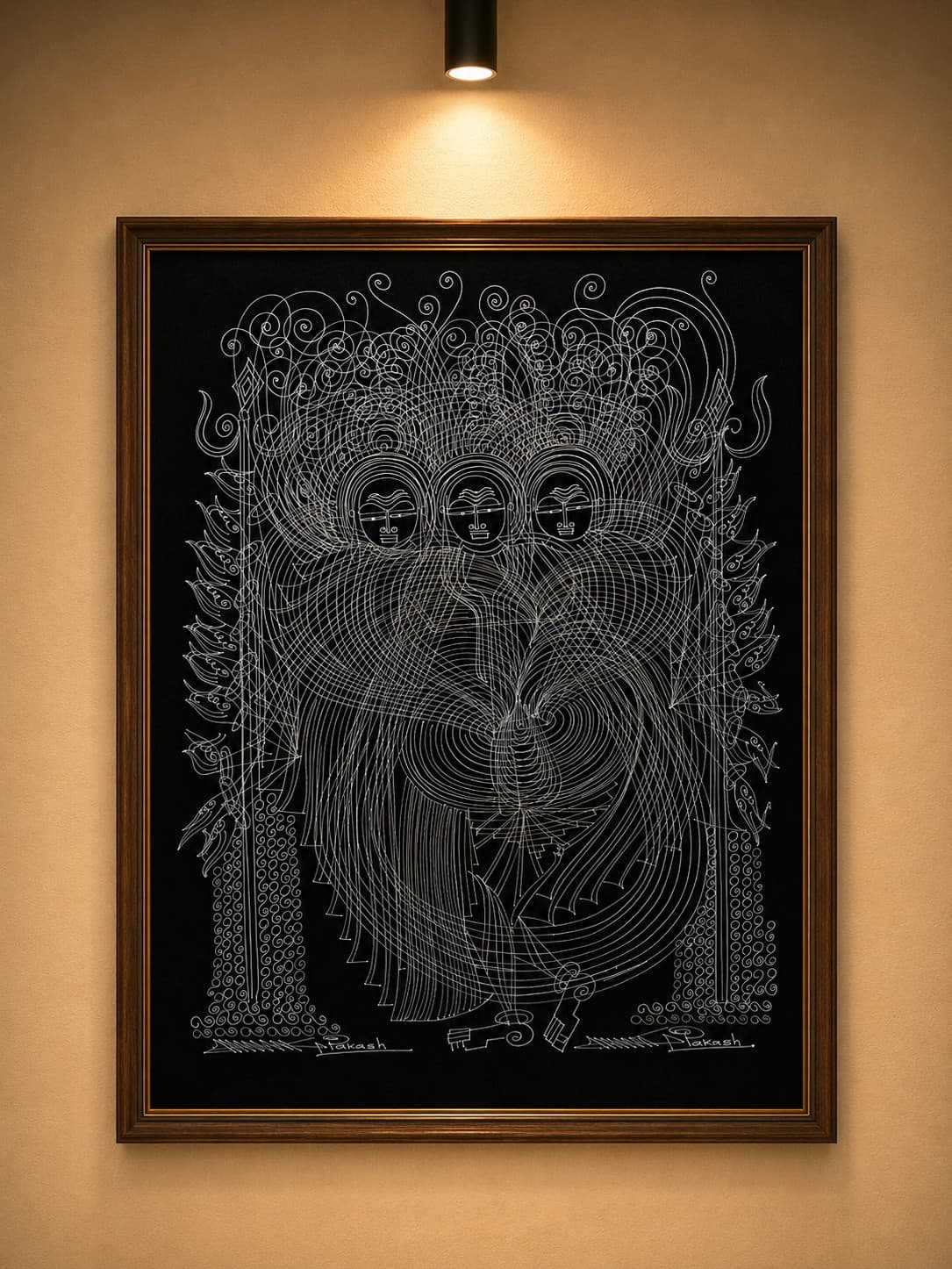 Three Divine Figures Tribal - Surpur Painting