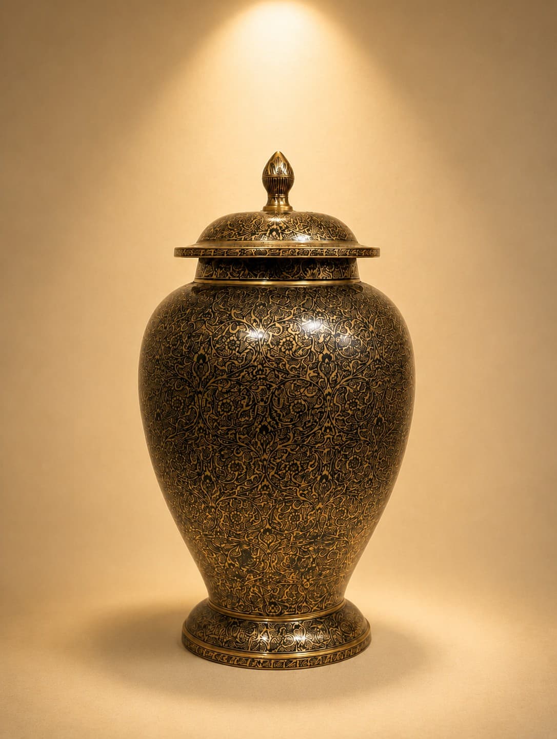 Antique Brass Decorative Urn - Brass Naqashi