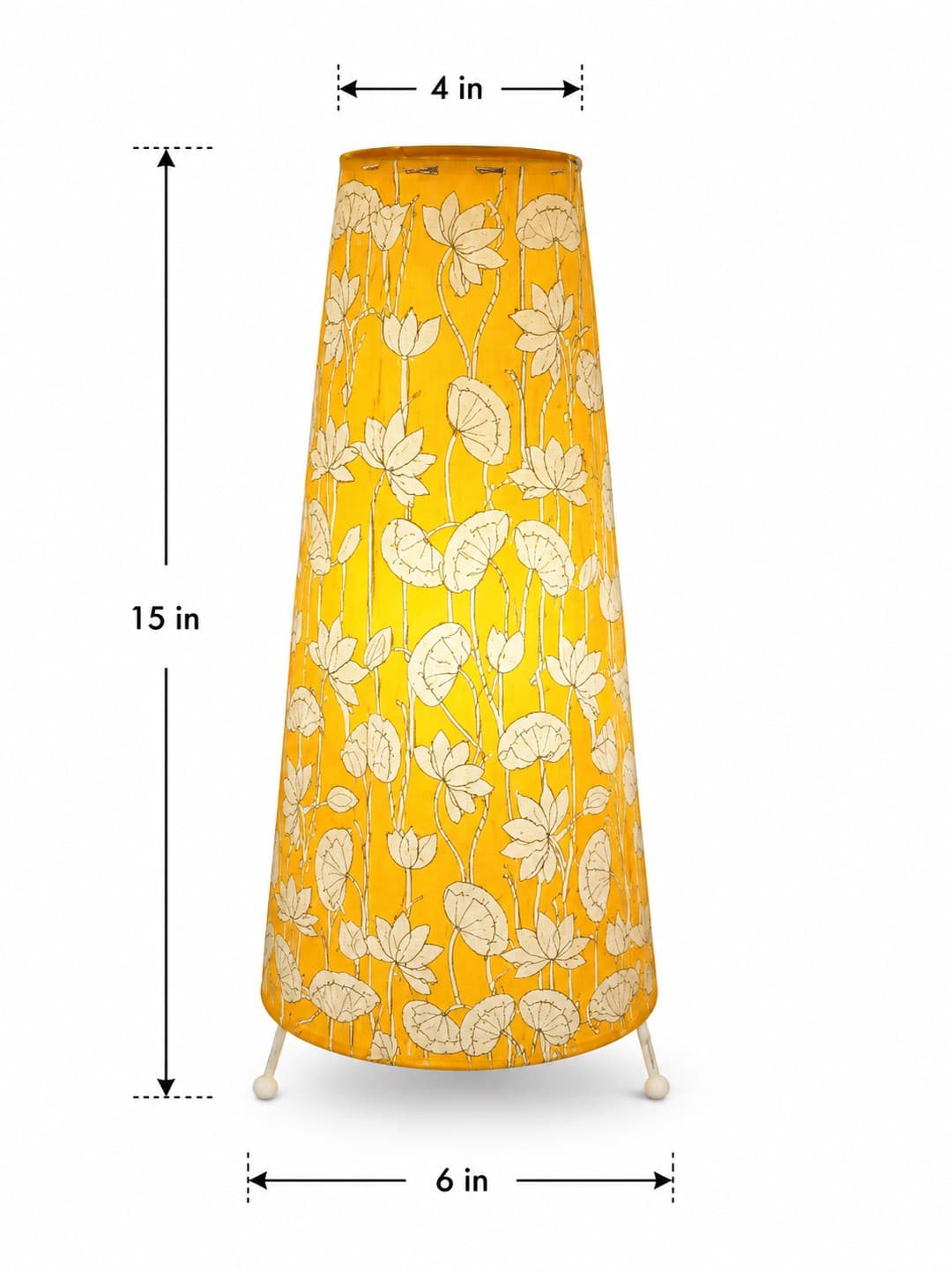 Leather Table Lamp Lotus Floral Design - Tholu Bommalata — alternate view