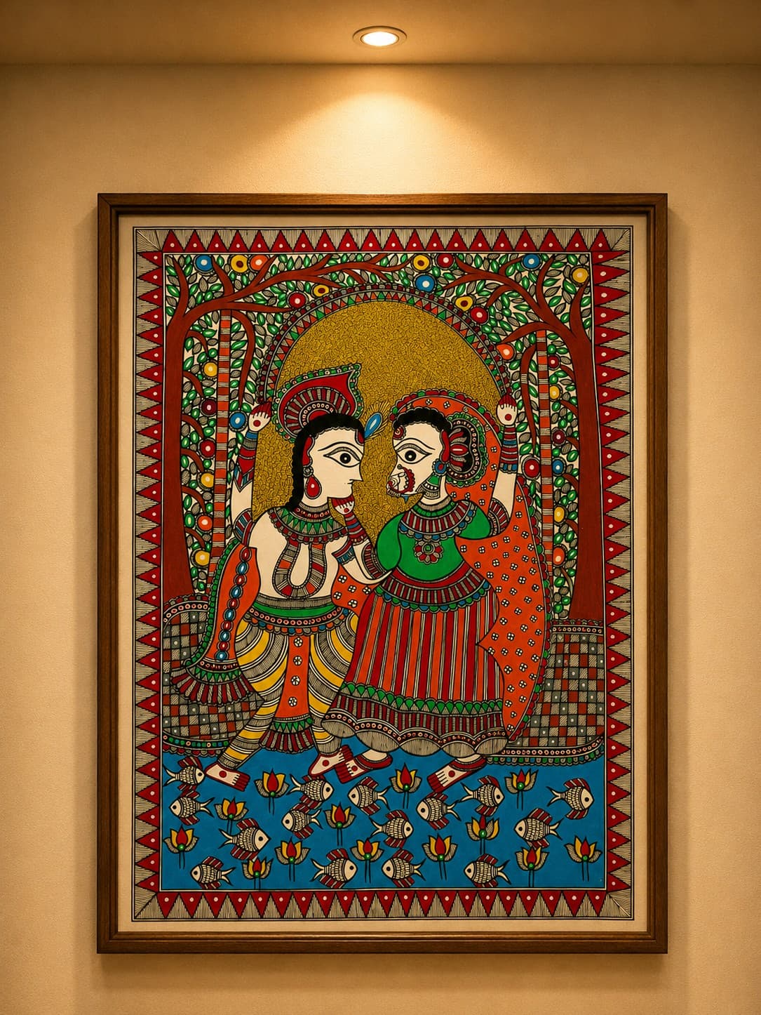 Radha Krishna - Madhubani Painting