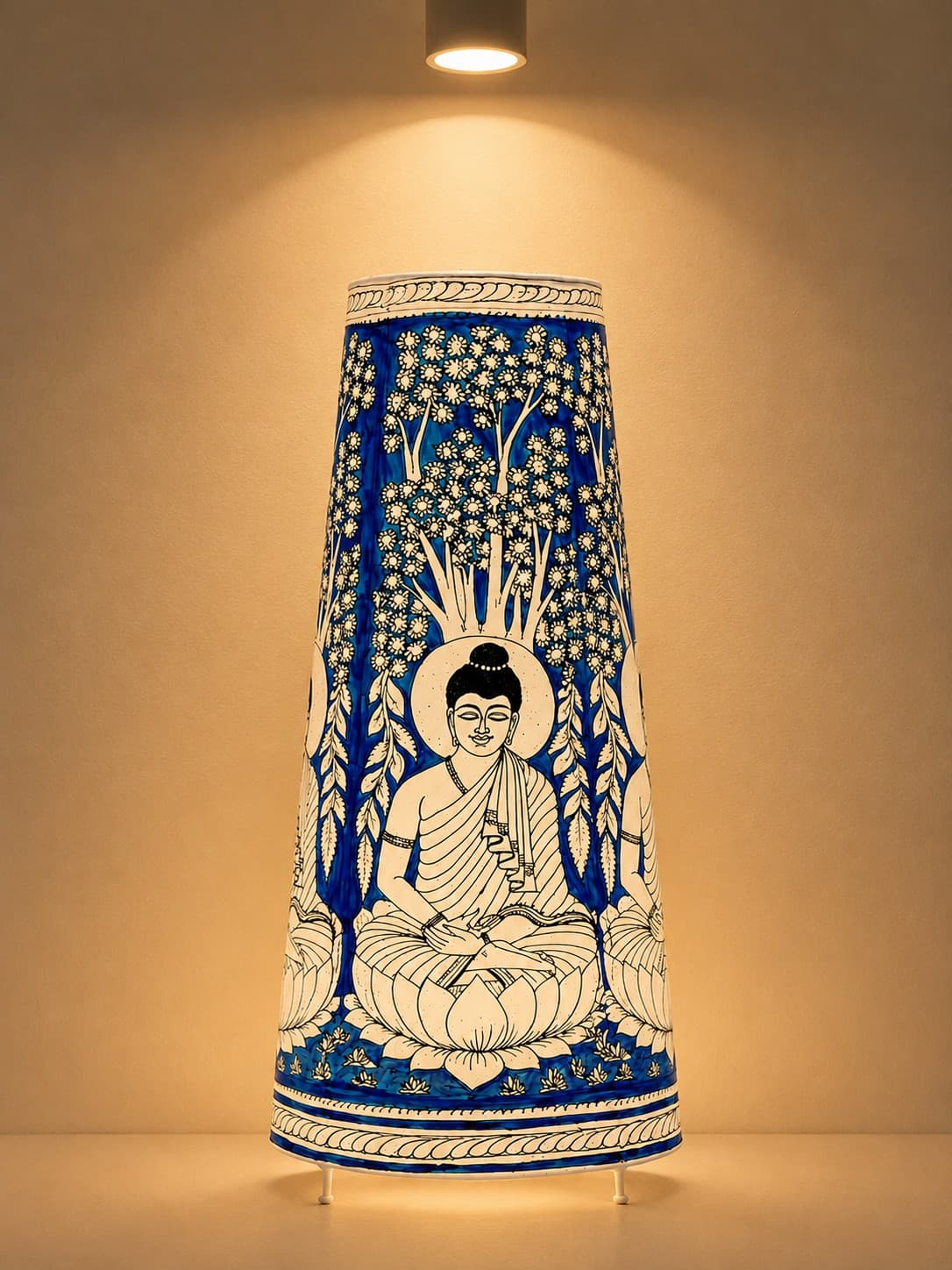 Bodhi Buddha Handmade Leather Floor Lamp - Tholu Bommalata