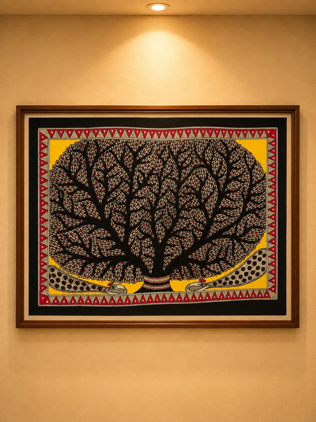 Tree of Life with Twin Peacocks - Madhubani Painting