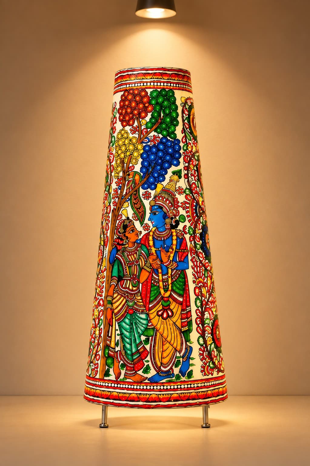 Radha Krishna Leather Floor Lamp - Tholu Bommalata