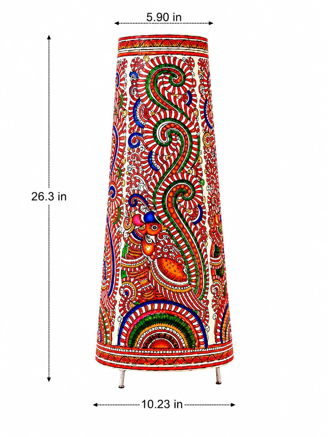 Peacock Valli Handmade Leather Floor Lamp - Tholu Bommalata — alternate view