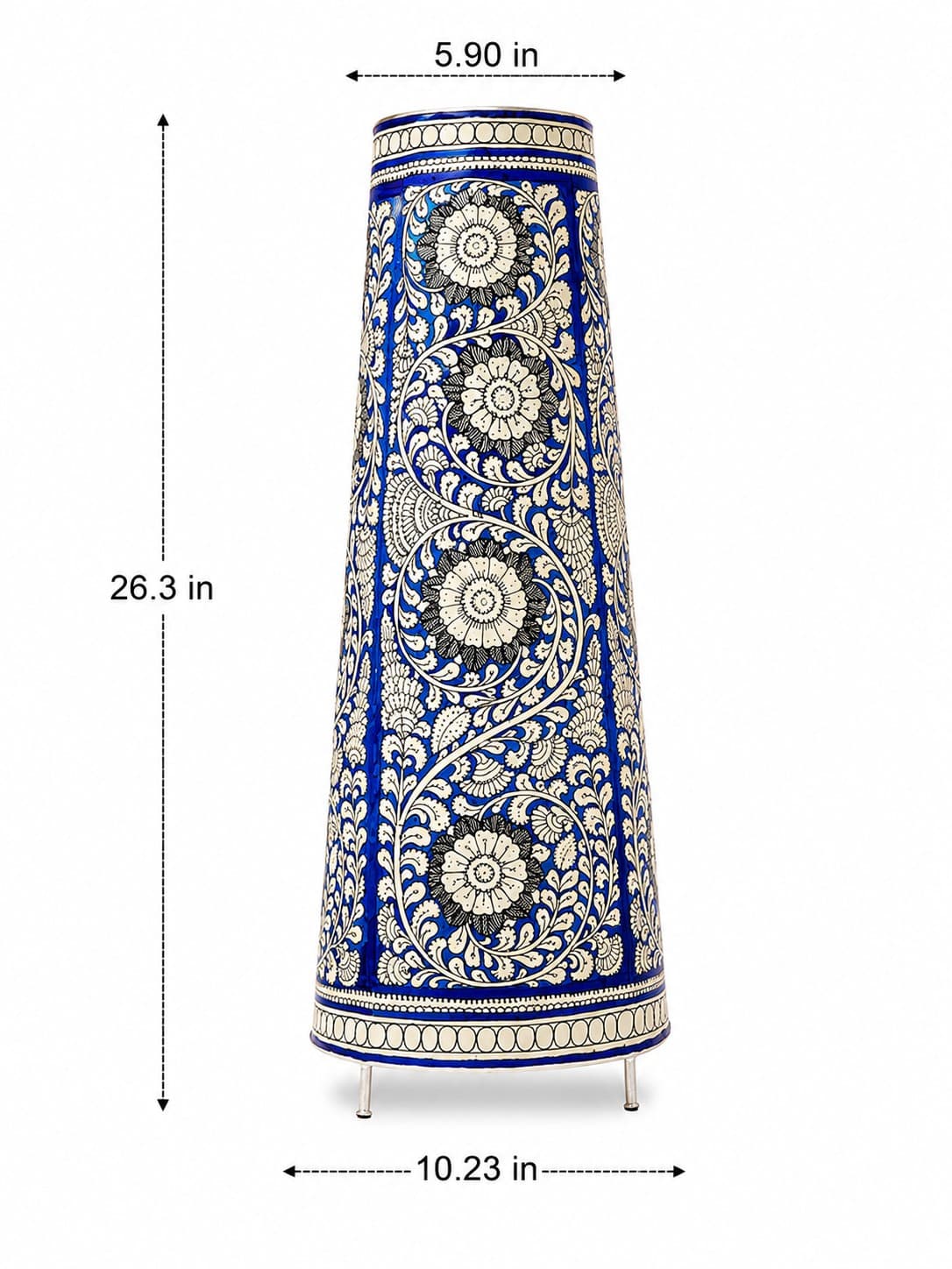 Blue Pushpa Valli Floral Elegance Leather Floor Lamp - Tholu Bommalata — alternate view