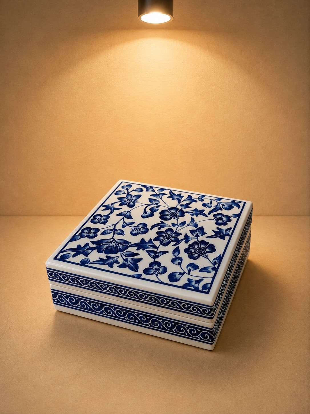 Blue Floral Decorative Coaster Set - Kashmiri Naqashi