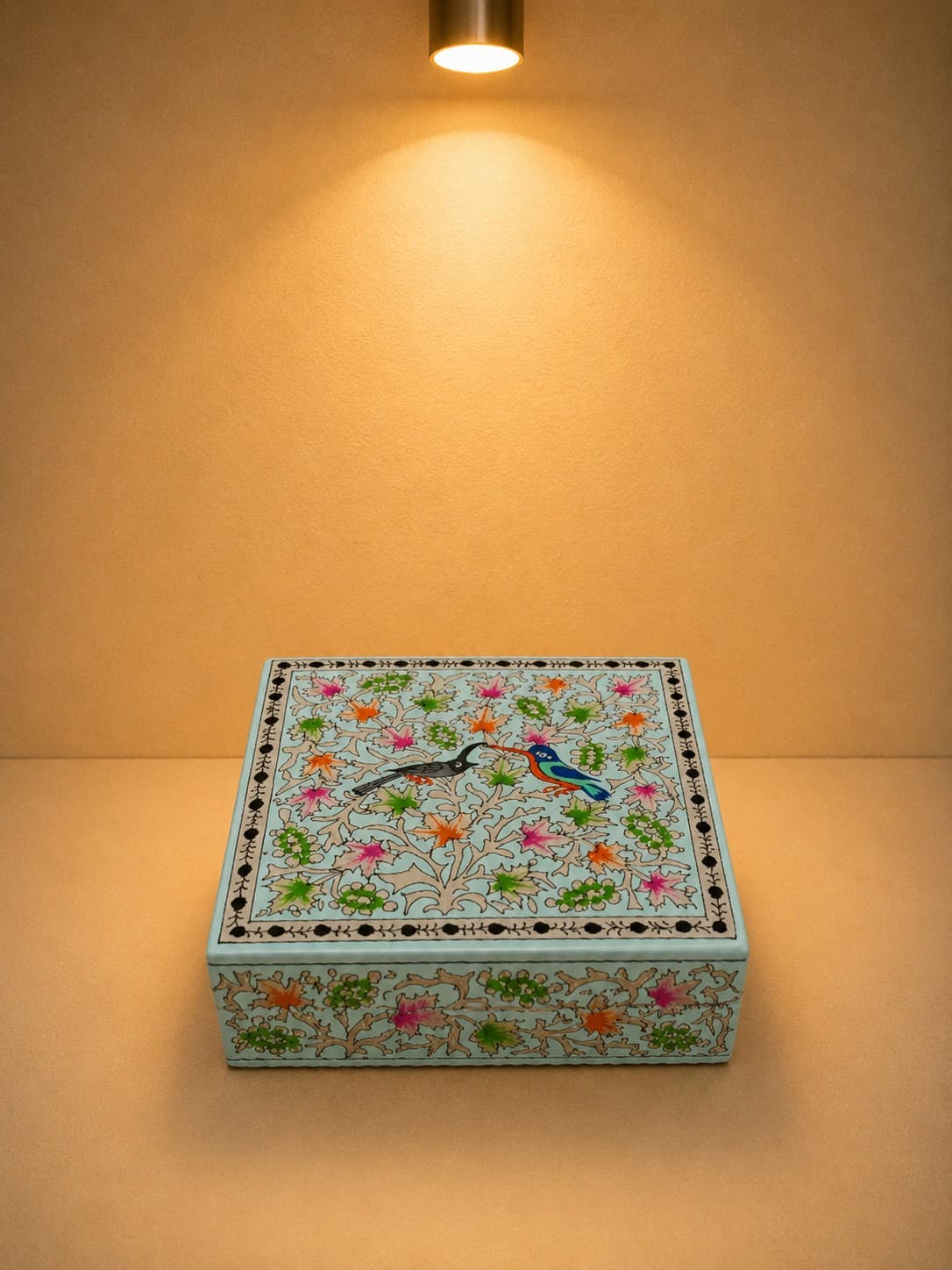 Hand-Painted Floral Coaster Box Set - Kashmiri Naqashi