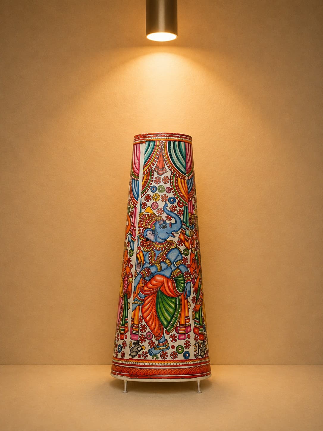 Ganesha Nrutya Leather Floor Lamp - Tholu Bommalata