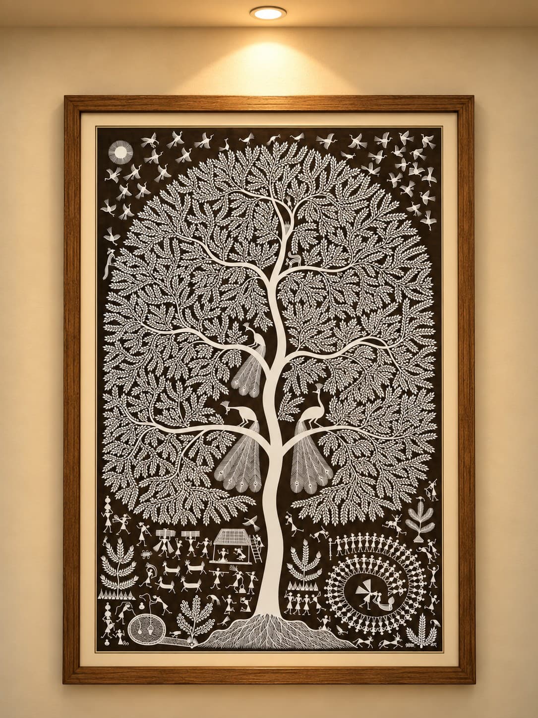 Tree of Life & Peacocks - Warli Painting