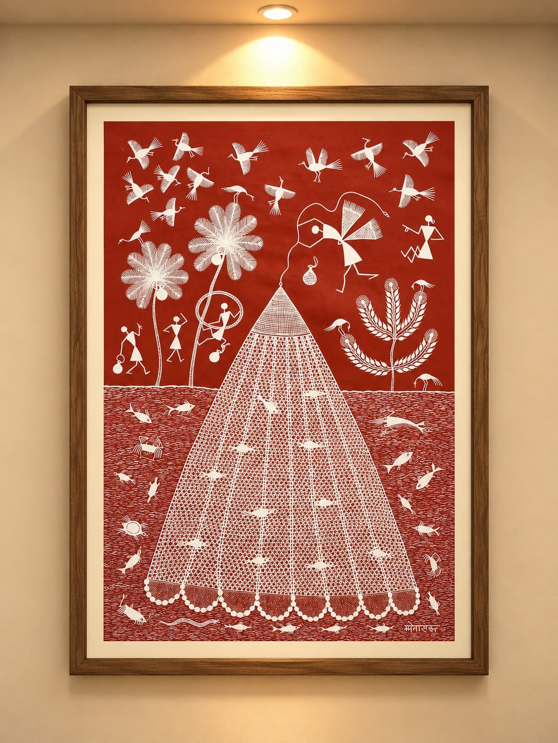 Traditional Tribal Fishing - Warli Painting