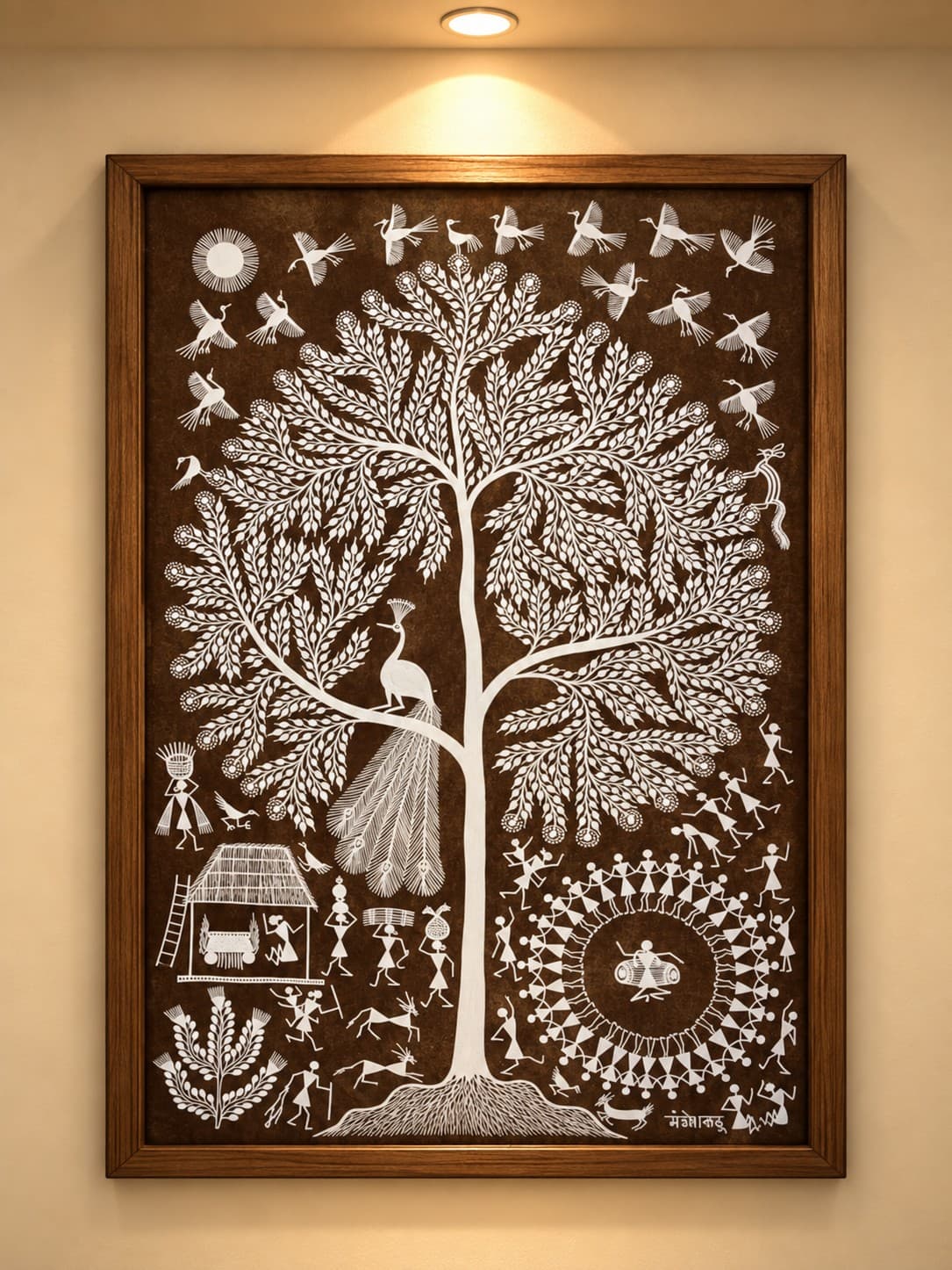 Tribal Village Life & Celebration - Warli painting