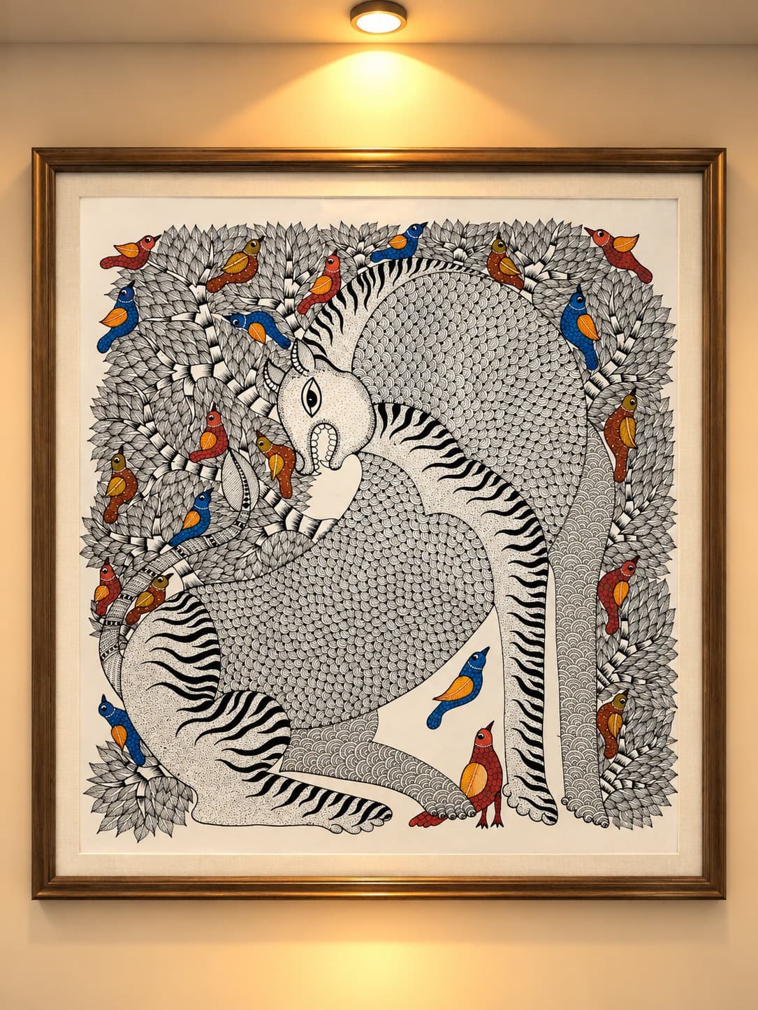 Sacred Tiger of the Forest - Gond Painting