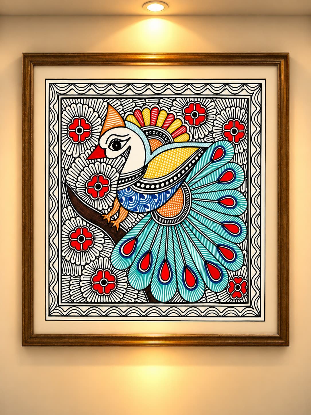 Songbird in Bloom - Madhubani Painting