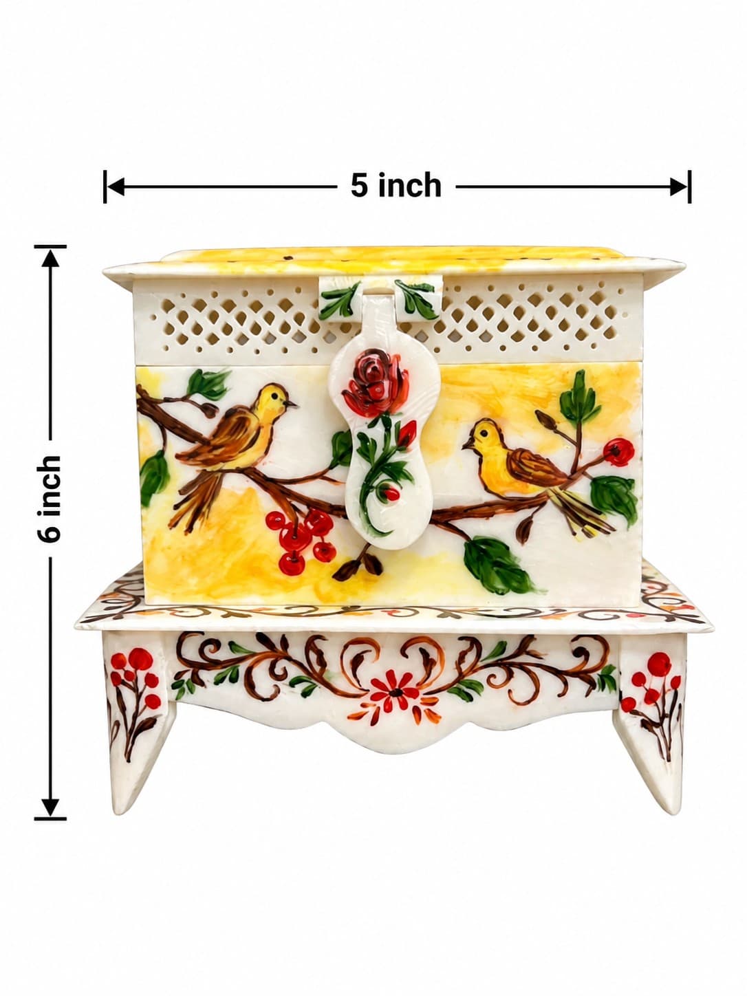 Birds & Blossoms Decorative Box - Lucknow Bone Naqqashi — alternate view