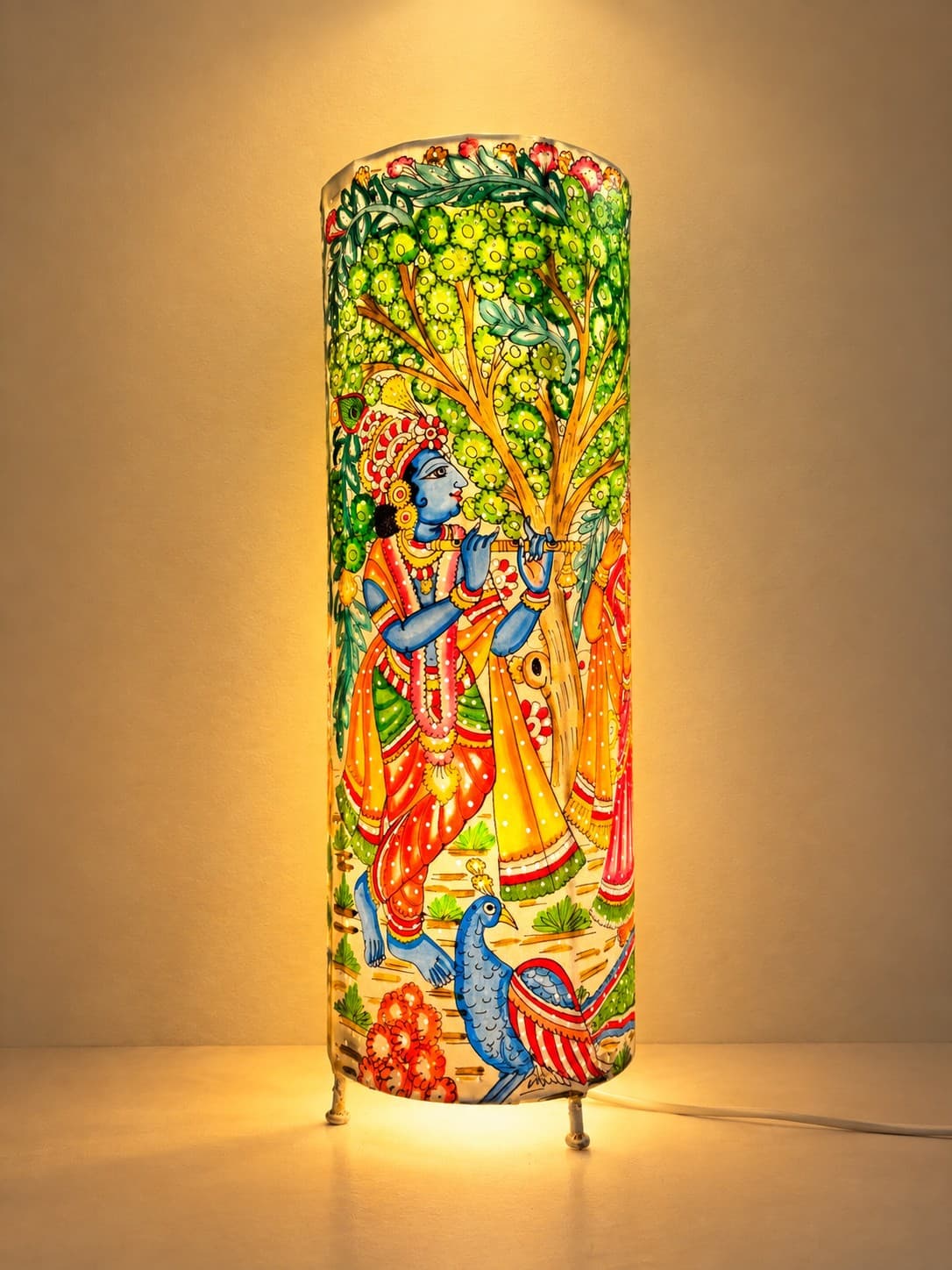 Radha Krishna Raas Leela Leather Lamp - Tholu Bommalata