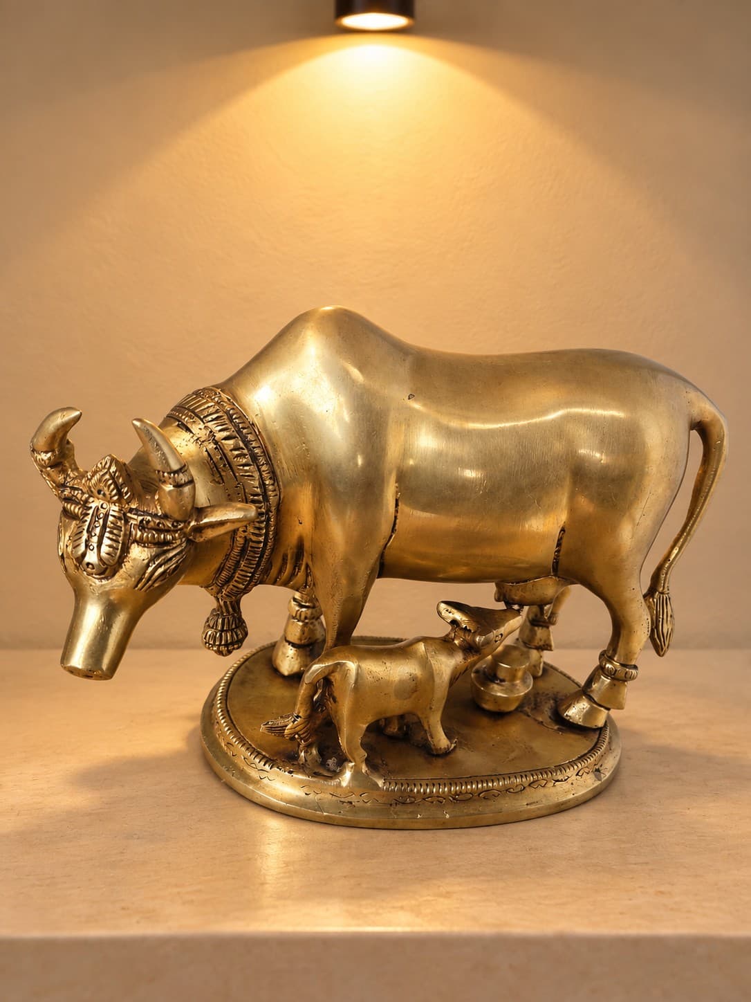 Kamadhenu Cow & Calf - Brass & Copper