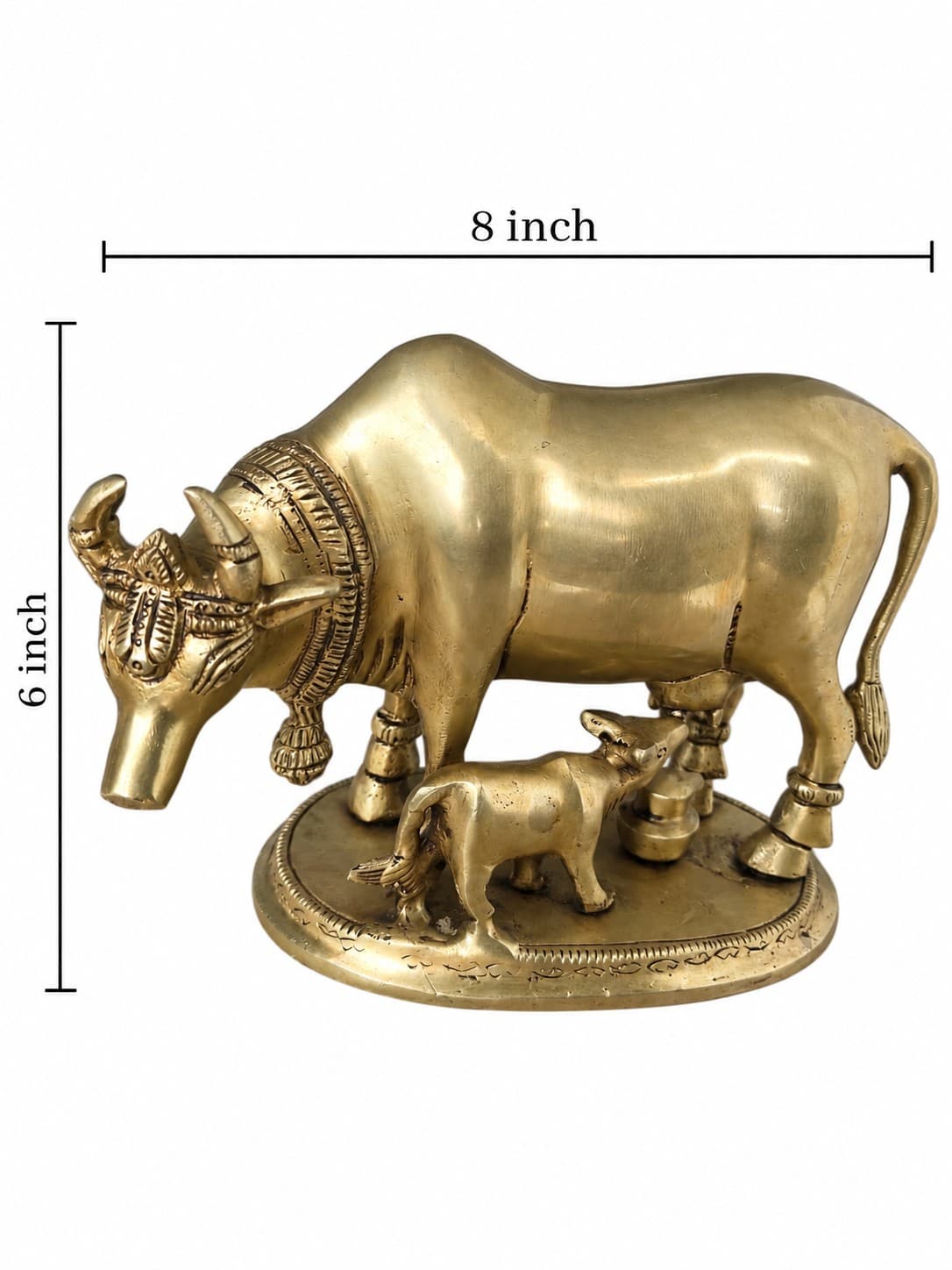 Kamadhenu Cow & Calf - Brass & Copper — alternate view
