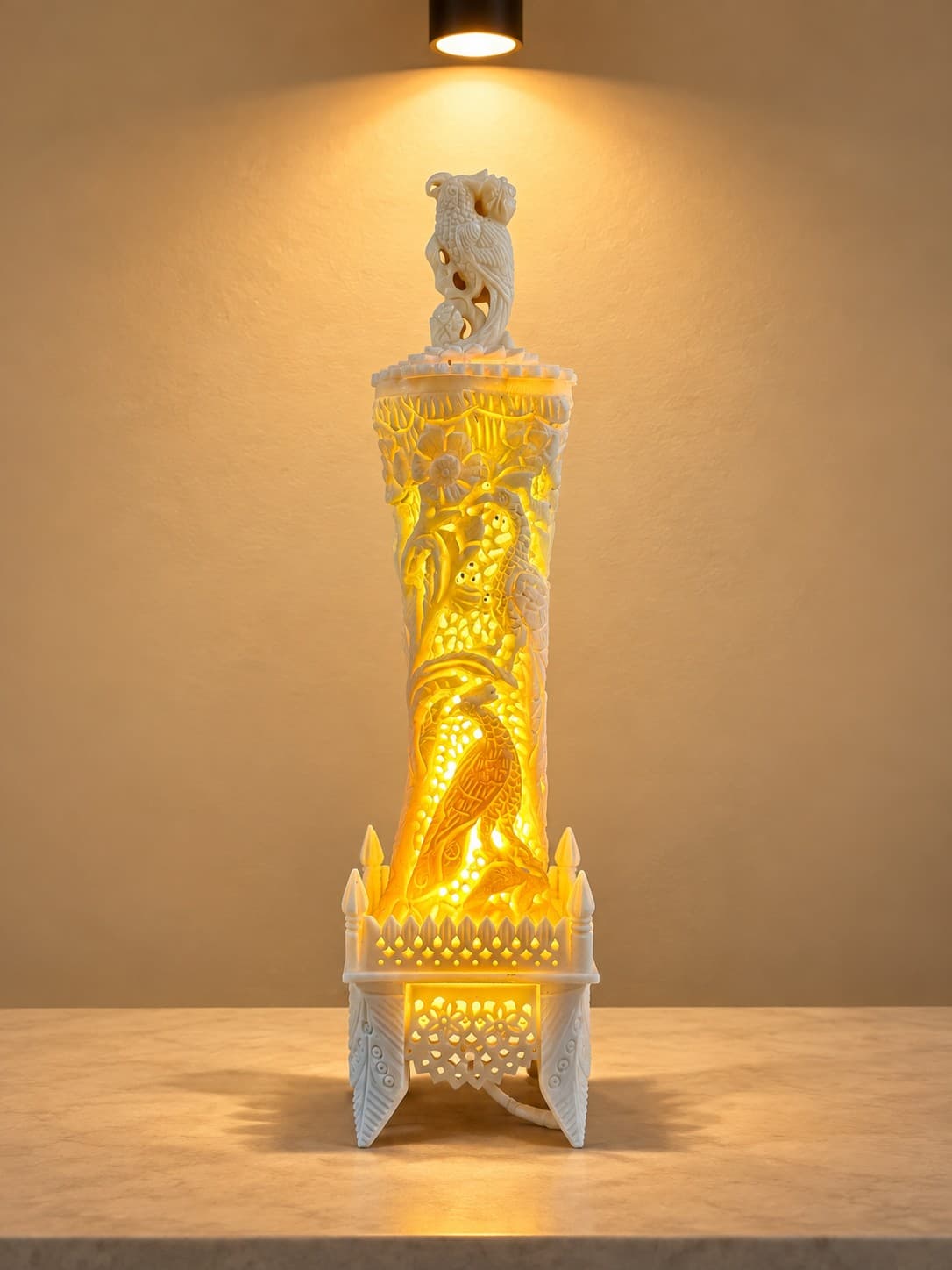 Mughal Bagh-e-Bahisht Handcarved Lamp - Lucknow Bone Naqqashi