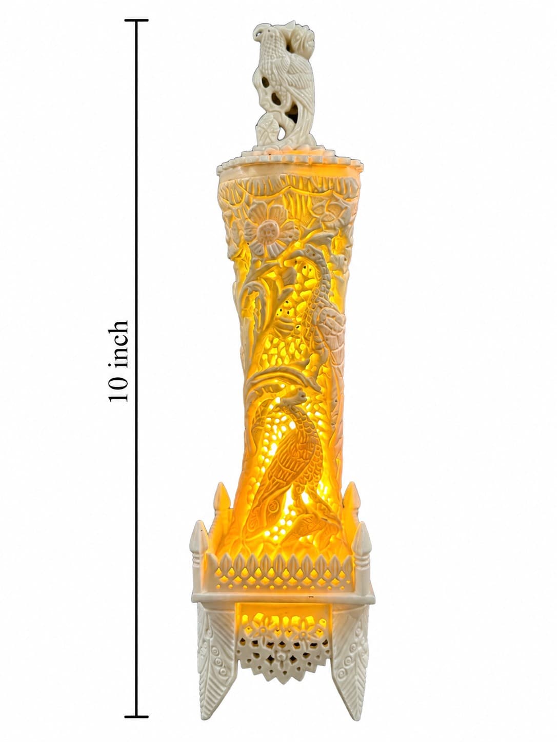 Mughal Bagh-e-Bahisht Handcarved Lamp - Lucknow Bone Naqqashi — alternate view