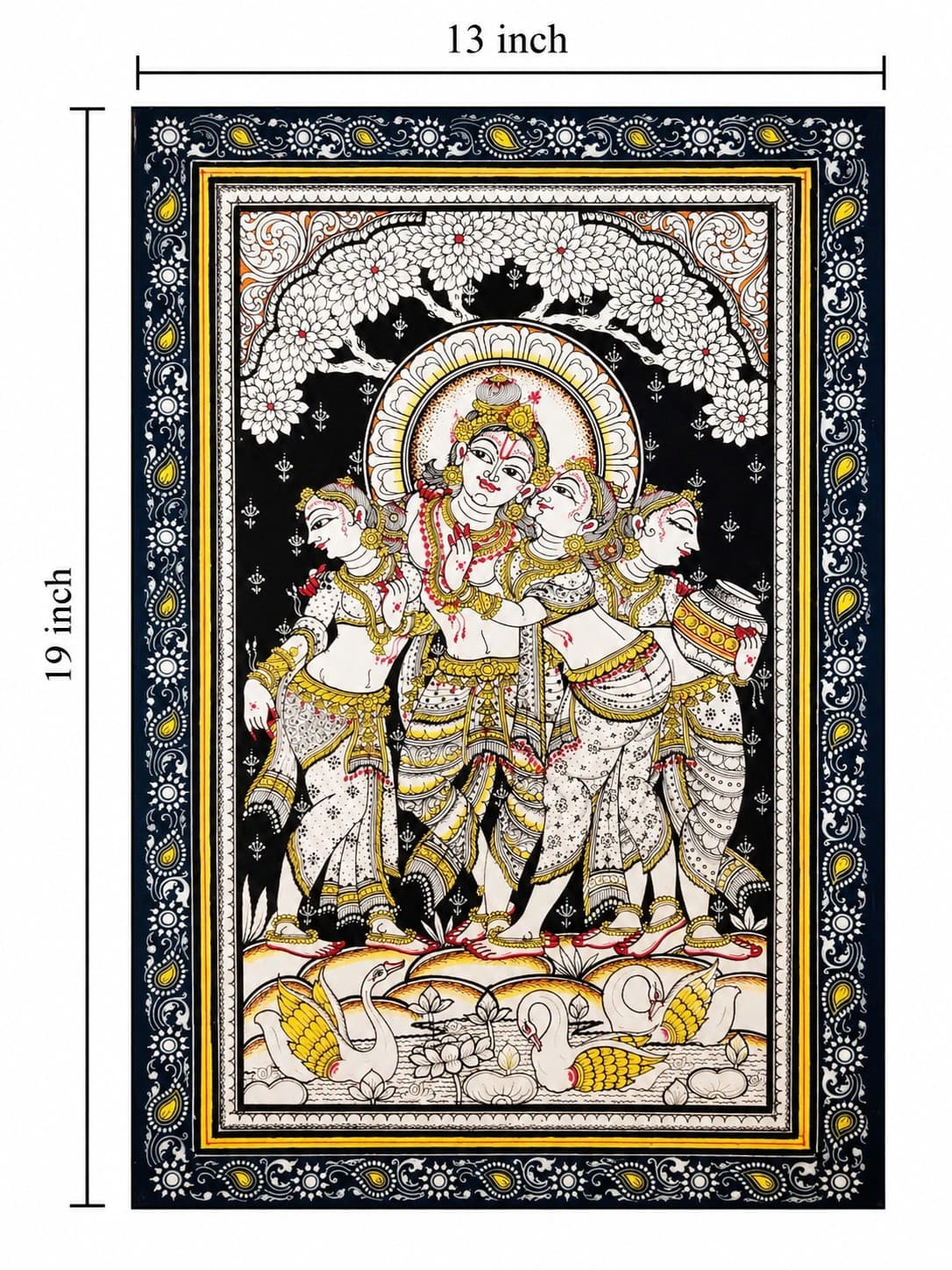 Krishna & Gopiyan Vasant Raas Leela - Pattachitra Painting — alternate view