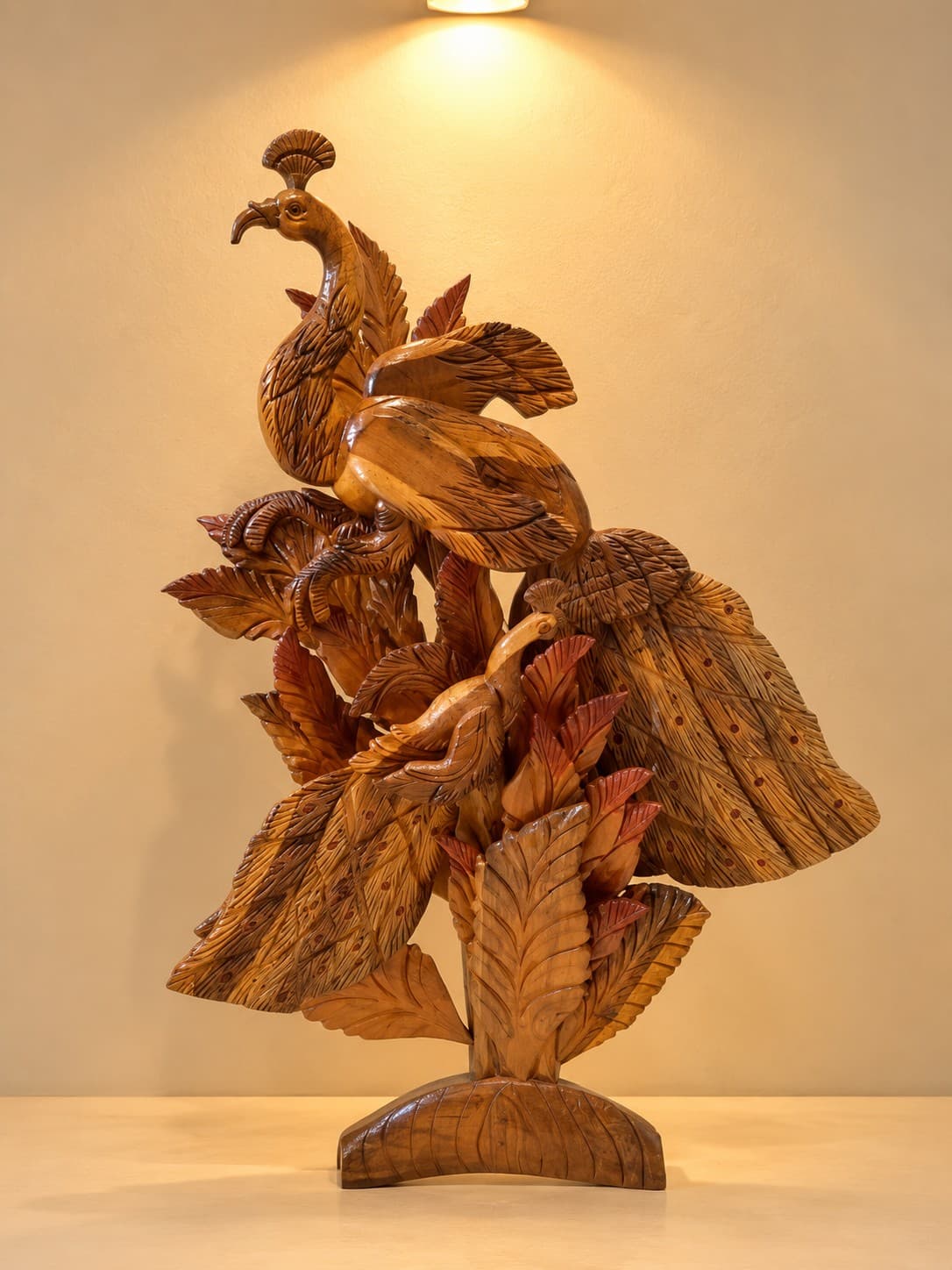 Wooden Peacock Pair - Wood Carving