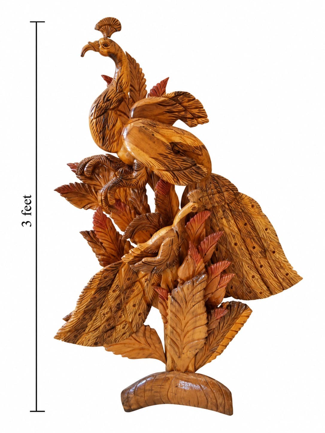 Wooden Peacock Pair - Wood Carving — alternate view