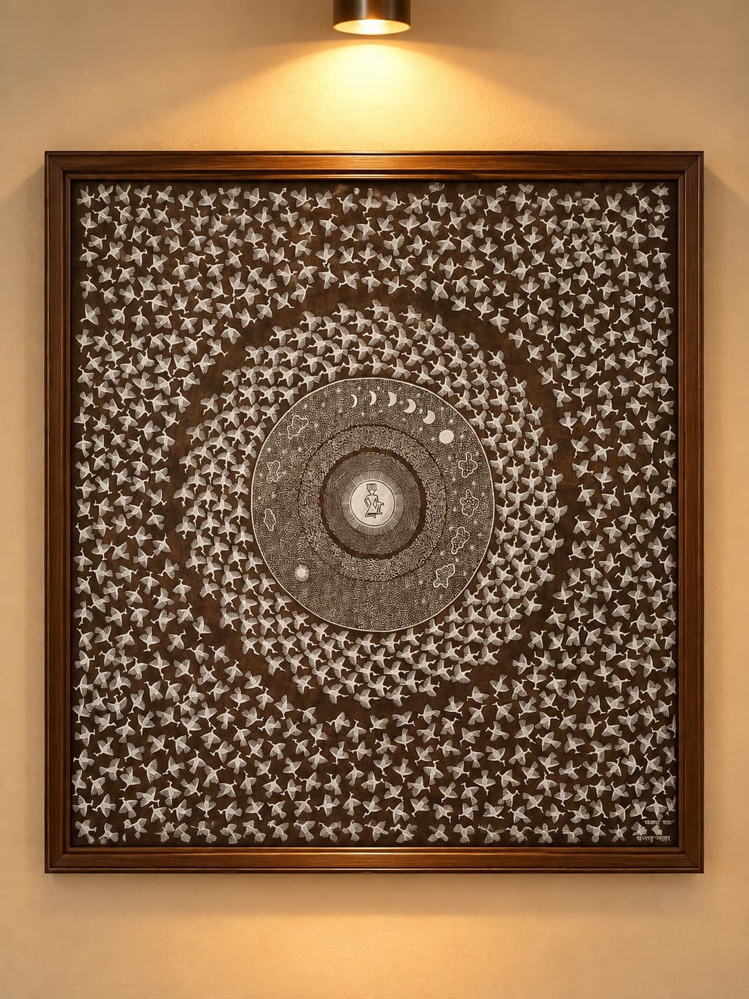 The Cosmic Bird Circle - Warli Painting