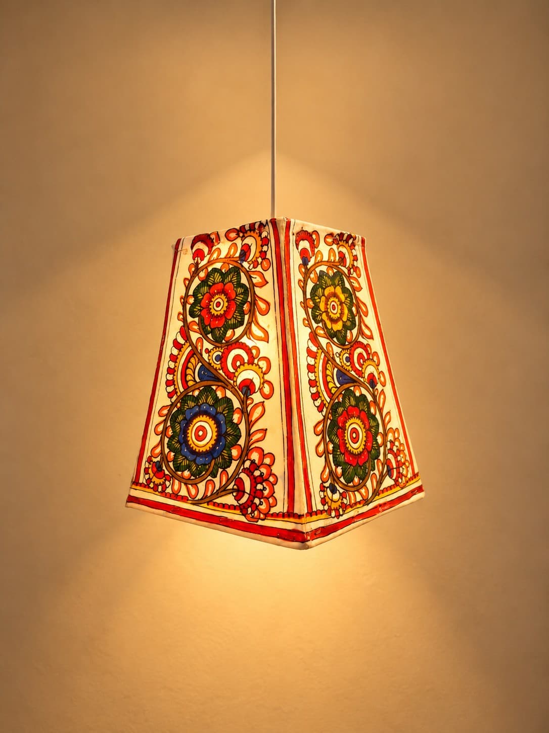 Floral Heritage Leather Hanging Lamp - Tholu Bommalata