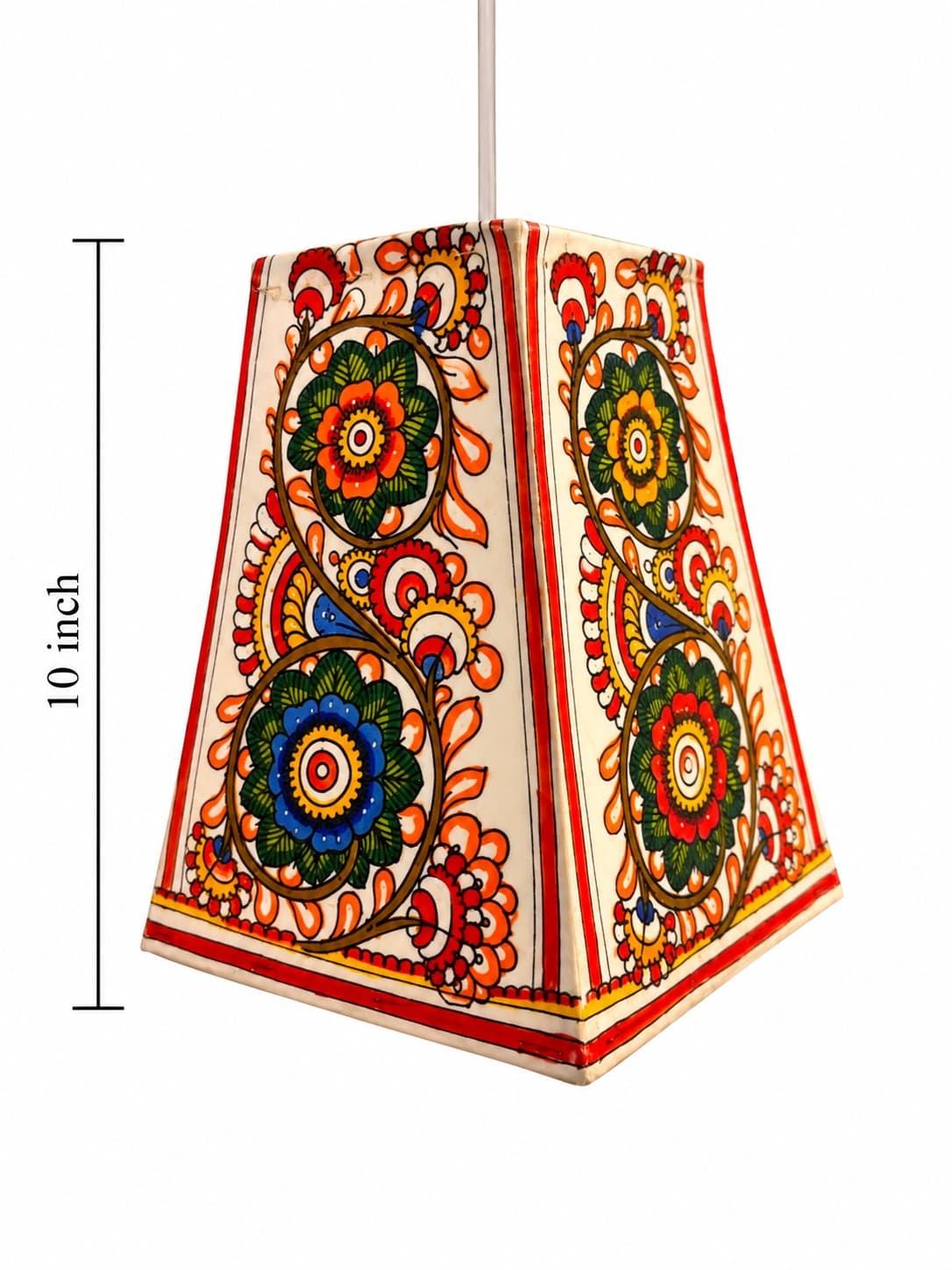 Floral Heritage Leather Hanging Lamp - Tholu Bommalata — alternate view
