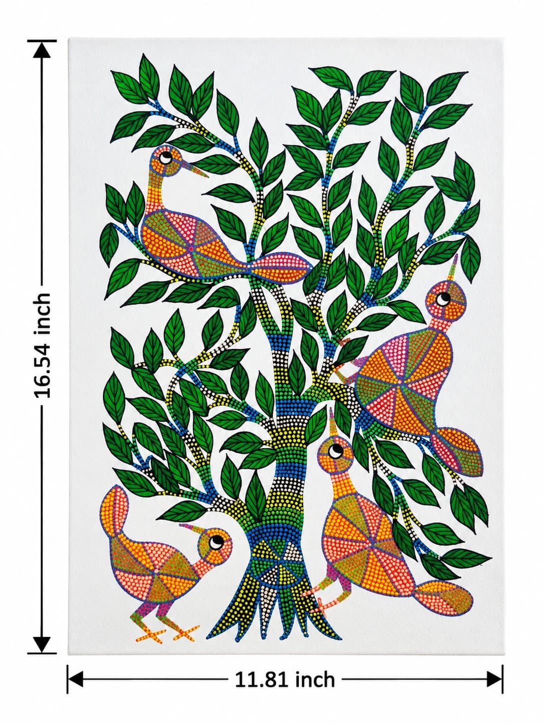 Birds on the Tree of Life - Bhil Painting — alternate view