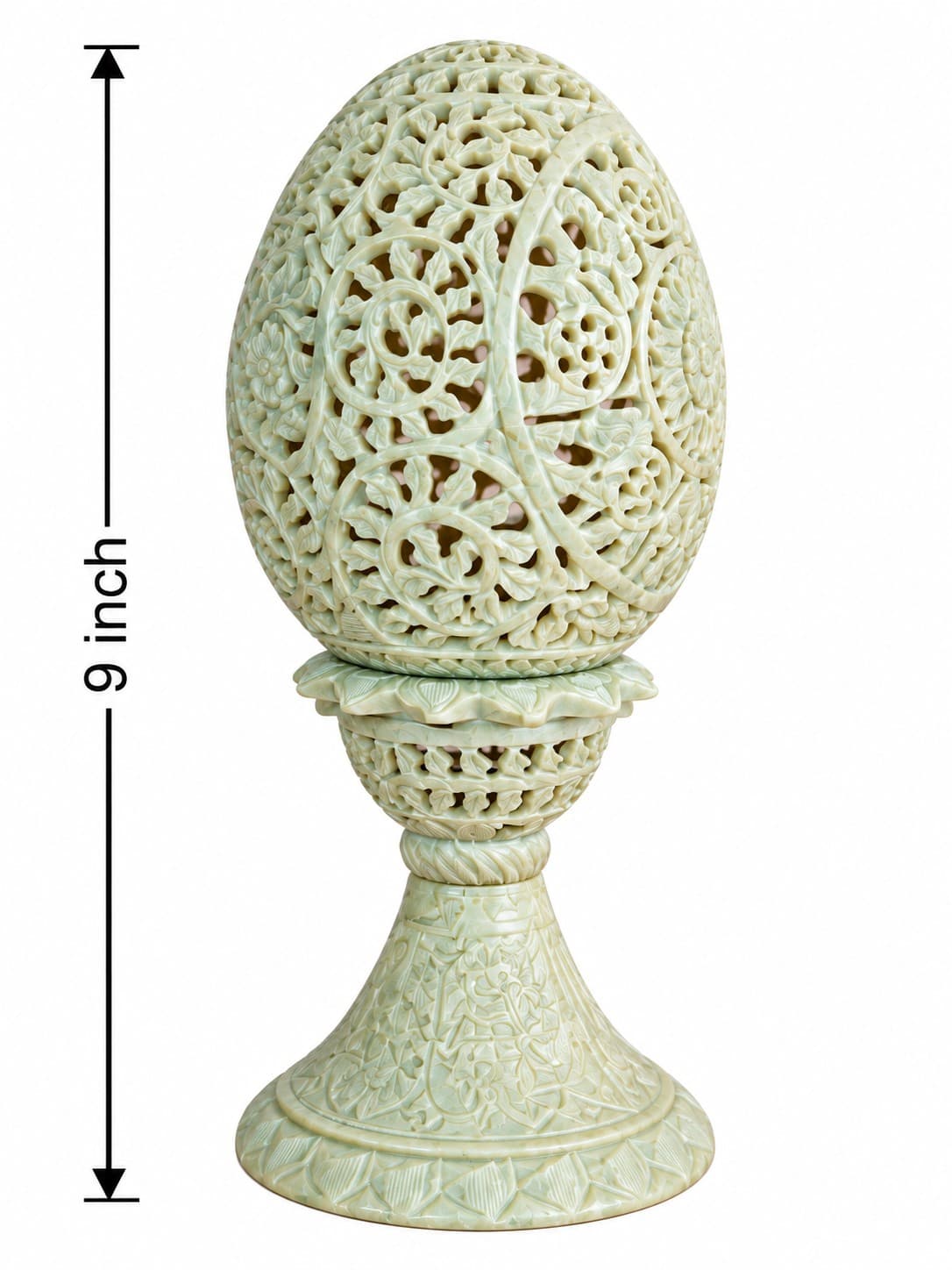 White Floral Lattice - White Stone Table Lamp — alternate view