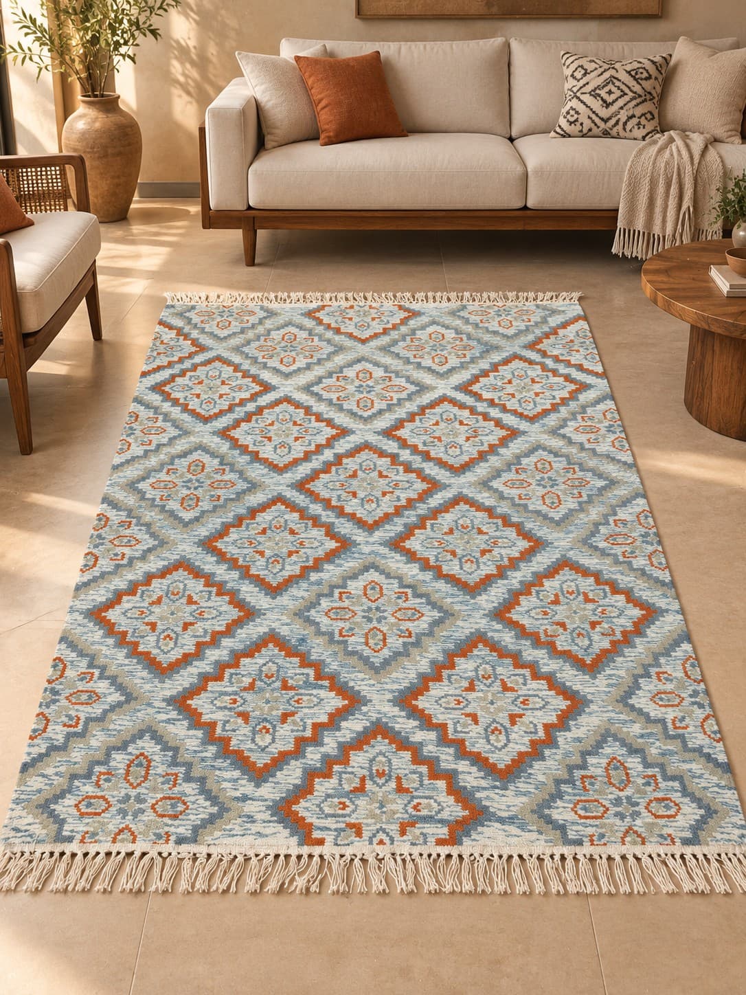 Geometric Diamond Medallion Design - Punja Carpet