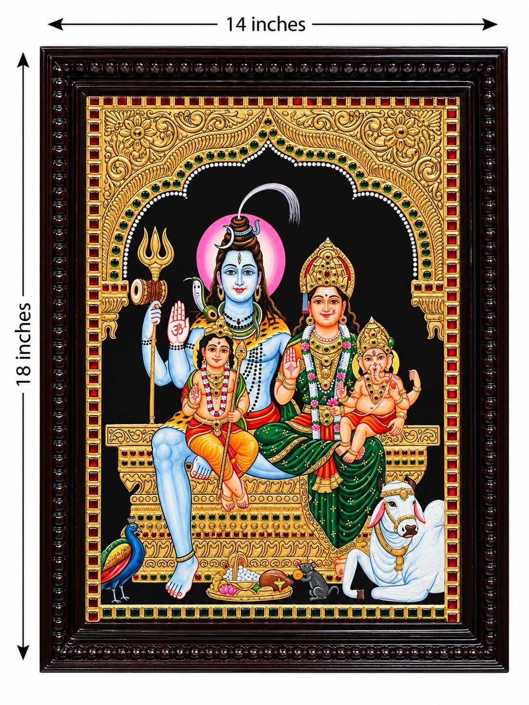 Lord Shiva family - Tanjore Painting — alternate view