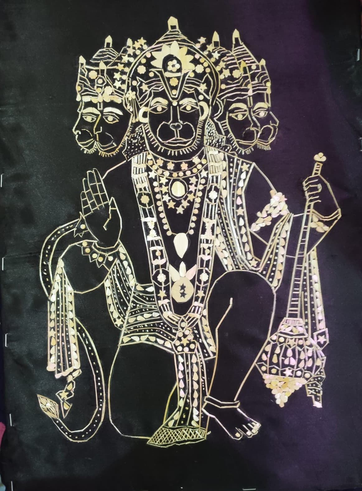 Shri Panchmukhi Hanuman - Wheat Straw - Natural Golden Beige Shri Panchmukhi Hanuman - Wheat Straw - Natural Golden Beige