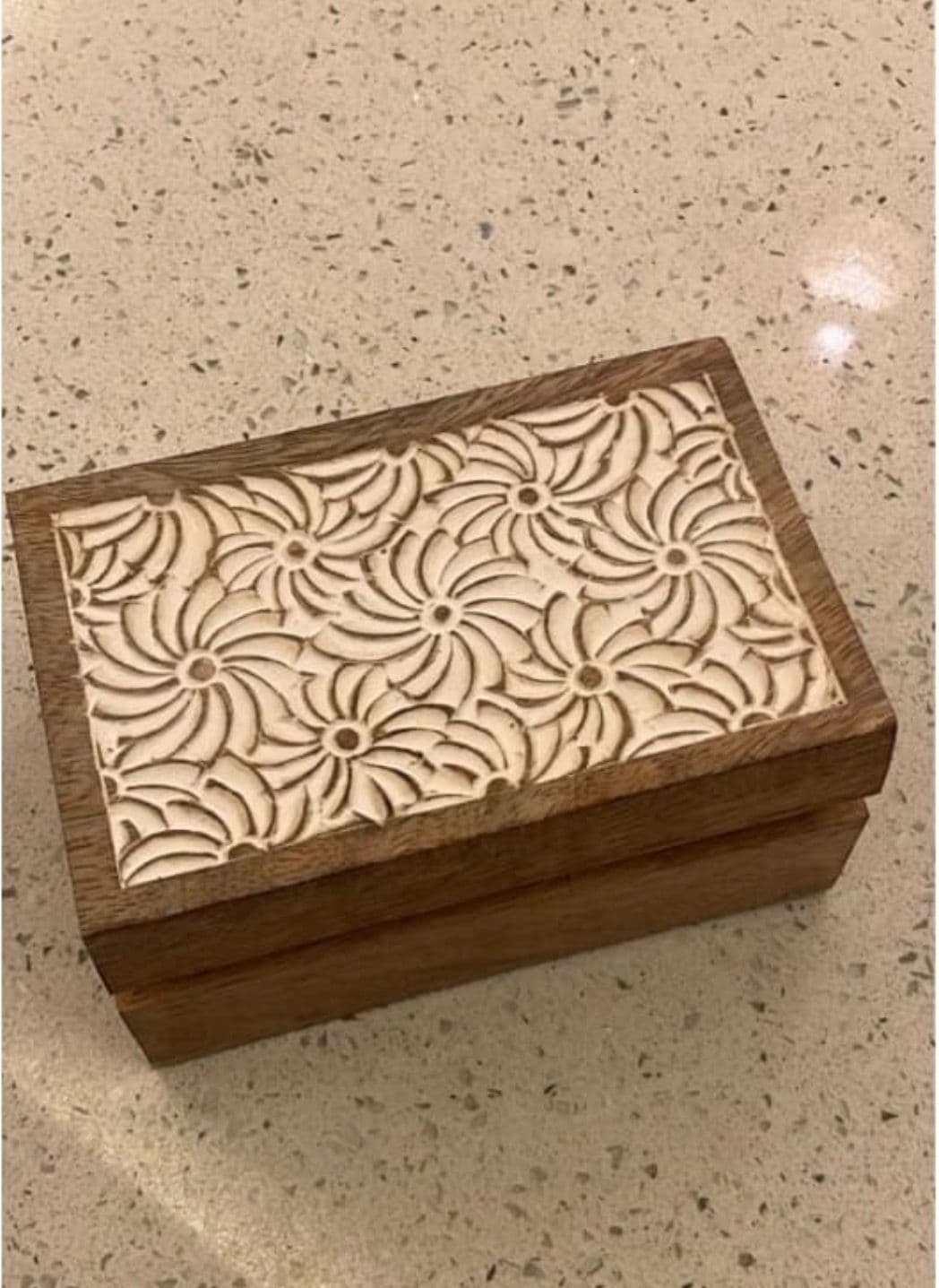 Floral Carved Wooden Storage Box - Brown Floral Carved Wooden Storage Box - Brown