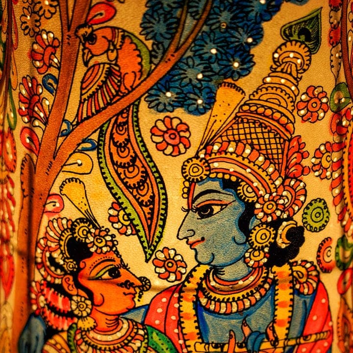 Radha Krishna Leather Floor Lamp - Tholu Bommalata - Multi color Radha Krishna Leather Floor Lamp - Tholu Bommalata - Multi color