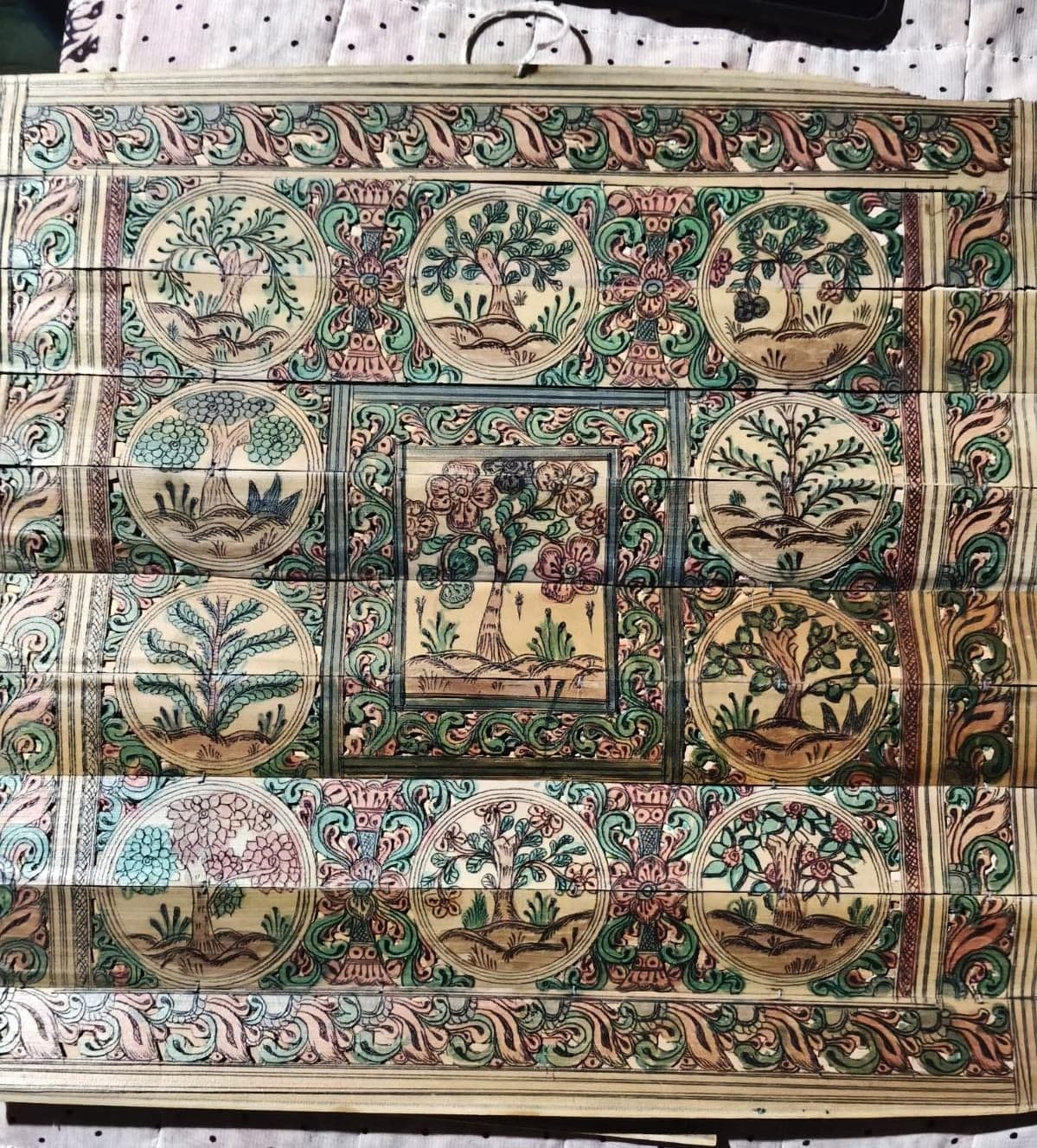 Dasavriksha Tree of Life - Pattachitra Painting - Natural Palm Beige, Black, Muted Green, Soft Pink, Earthy Brown & Ochre Dasavriksha Tree of Life - Pattachitra Painting - Natural Palm Beige, Black, Muted Green, Soft Pink, Earthy Brown & Ochre